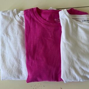 Crewcuts Girlfriend Long Sleeve tees (3) white & Pink- NWT size 10